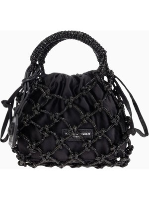 Kurt Geiger Small Macrame Crystal Siyah El Çantası
