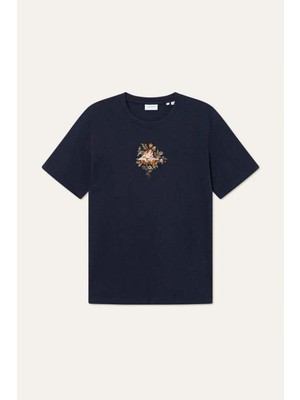 American Rag Cie Fiore T-Shirt - %100 Organik Pamuk, Şık Çiçek Desenli Nakışlı Rahat Tişört