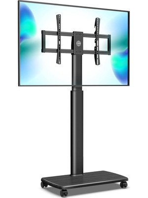 Fitueyes Tekerlekli Tv Sehpası, 32-70 Inç LCD LED Ekran, Döner 60 Derece ve Yükseklik Ayarlanabilir
