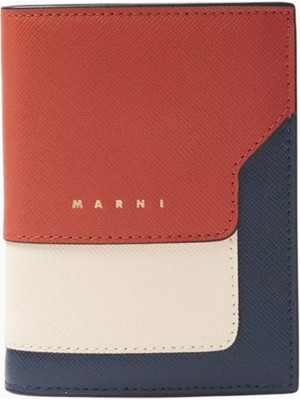 Marni Saffiano Deri Bi-Fold Cüzdan, Şık ve Fonksiyonel Tasarım
