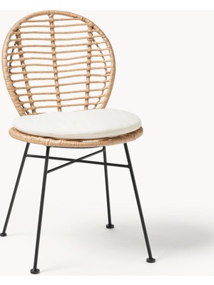 Westwing Cordula Polyrattan Sandalye Seti (2 Adet): Açık Kahve, Minderli, Boho Tarzı