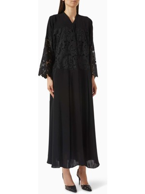 Rauaa Official Şık ve Rahat Dantel Aplikeli Abaya ile Sheila Tam Takım Modest Tarzı
