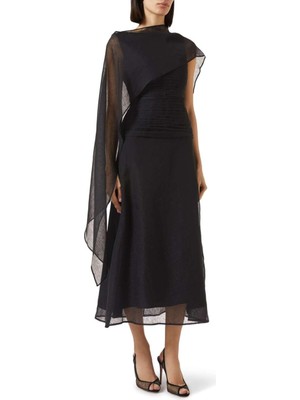 Eegen Studio Şık Shawl Midi Elbise Ayrılabilir Şifon Şal ile Günlük ve Gece Tarzı