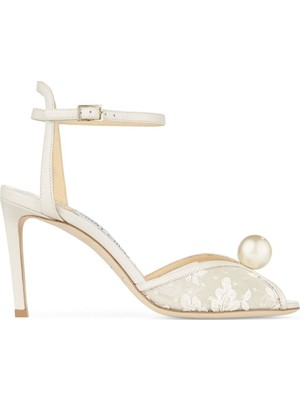 Jimmy Choo Çiçek Dantel Detaylı Şık Topuklu Sandalet
