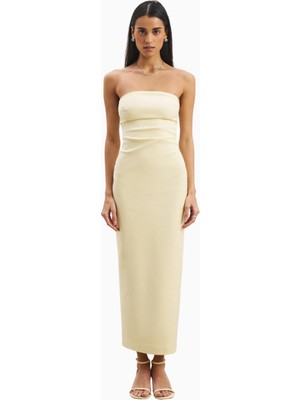 Because Of Alice Becasue Of Alice Strapless Ruched Midaxi Dress Büzgü Detaylı Straplez Midaxi Elbise