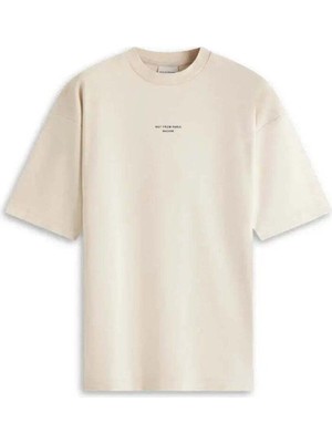 American Rag Cie Not From Paris Madame T-Shirt - %100 Pamuk Interlock, Ribaneli Klasik Bej Tişört