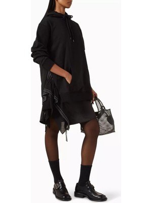 3.1 Phillip Lim Hoodie Kombin Elbise Lacivert, Kapüşonlu, Şifon ve Saten Etek Detaylı