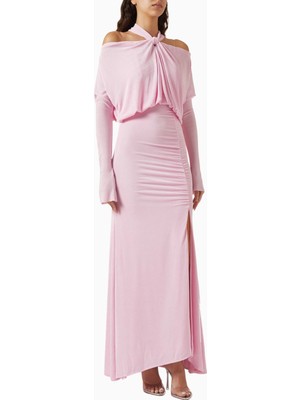 Ac By Aanchal Chanda Cold-Shoulder Maxi Pembe Kadın Elbise