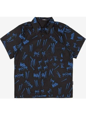 American Rag Cie Şık Siyah-Mavi Polyester T-Shirt - Boxy Fit, Makinede Yıkanabilir