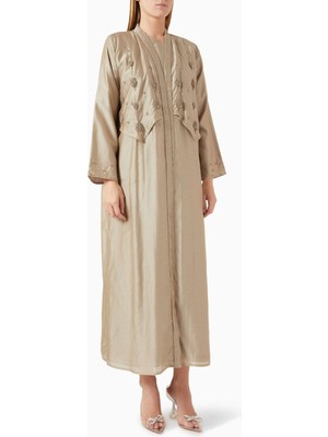 Ruya Studio Şık ve Hafif Tencel Voile Abaya Bead Süslemeli Uzun Kollu Moda Ürünü