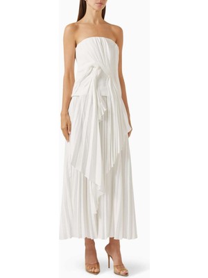 Acler Bolton Fırfırlı Elbise - Beyaz - %100 Polyester Saten Kumaş