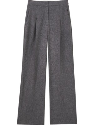 Loulou Studio Juno Plise Yün Karışımlı Geniş Paça Pantolon