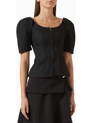 Eegen Studio Kahverengi Amber Zip Top Şık Tasarım