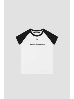 American Rag Cie Pain Is Temporary Raglan T-Shirt - Beyaz, Yüksek Kalite Pamuklu Tişört