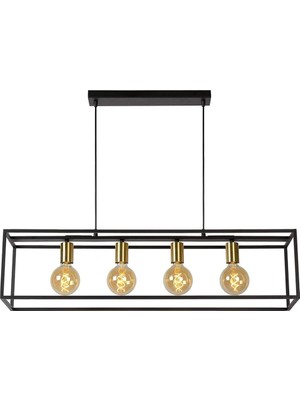 Home London Breeze Ruben 4'lü Sarkıt Lamba, 4 x E27, Siyah - Nostaljik Metal Kolye Işığı