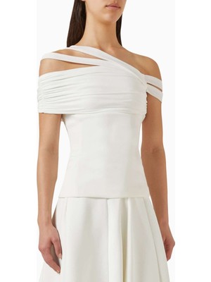 Eegen Studio Saffira Asimetrik Top - Rahat Rib-Knit, Askısız, File Detaylı Tasarım