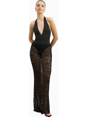 Because Of Alice Lace Column Maxi Feminen Siluet Kadın Etek