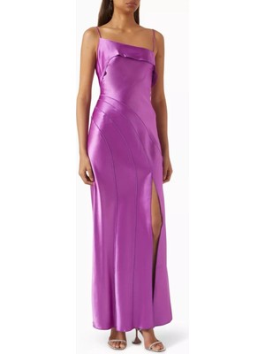 Acler Zetland Saten Maxi Elbise, Deep Mulberry
