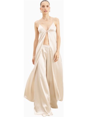 Because Of Alice Formal Satin Ultra Wide Leg Trousers Saten Ultra Geniş Paça Kadın Pantolon