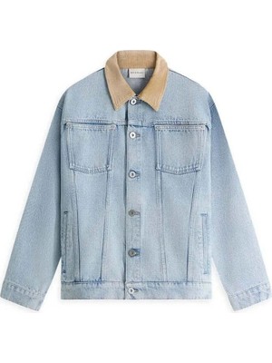 American Rag Cie 100% Pamuk Mavi Denim Uzun Kollu Gömlek - La Chemise Denim Tressee