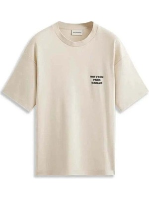 American Rag Cie 100% Pamuk Krem Renkli Erkek Slogan Tişört | Le T-Shirt