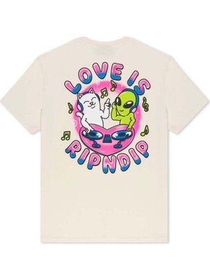 American Rag Cie Love Is Ripndip T-Shirt - %100 Pamuk, Doğal Renk, Rahat Kesim