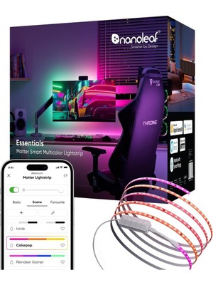 Nanoleaf Mat Wlan Gradyan LED Şerit 5m, Müzik Senkronizasyonu, Akıllı Kontrol, 300 Rgbıc LED
