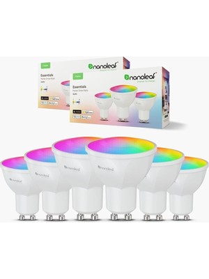 Nanoleaf Matter Essentials 6'lı GU10 Akıllı LED Ampul Seti, Rgbw, Thread & Bluetooth