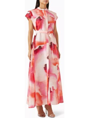 Acler Highlow Maxi Dress, Hafif Keten Karışımlı, Rahat Kesim