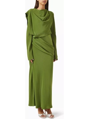 Acler Wodden Draped, Maxi Elbise