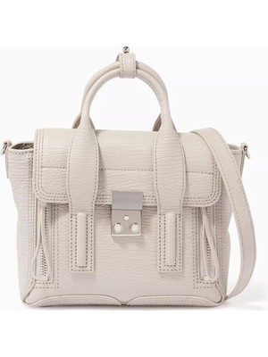 3.1 Phillip Lim Mini Pashli Beyaz Çanta Lüks Deri, Ikonik Tasarım ve Altın Renk Detaylar