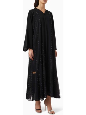 Rauaa Official Şık Taş Işlemeli Tül Abaya Modern ve Zarif Tasarımıyla Her Ortama Uygun