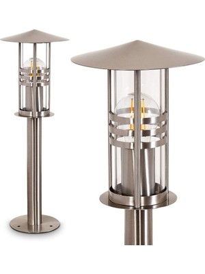 Home London Breeze Fırçalanmış Çelik Dış Mekan Direk Lambası, 43 Cm, Modern Tasarım