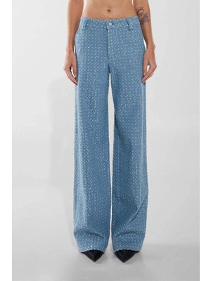 American Rag Cie Valentino Mavi Rahat Denim Pantolon - Payetli Tasarım ile Şıklığı Yakalayın