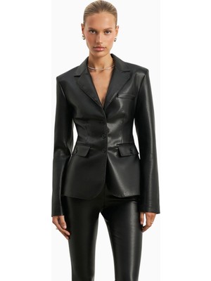 Because Of Alice Cinched Waist Leather Blazer Kadın Ceket