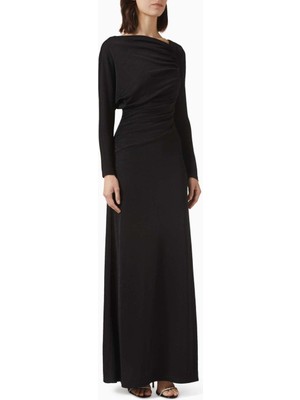 Eegen Studio Daphne Maxi Elbise - Asimetrik Yaka, Uzun Kollu, Şık ve Zarif Tasarım