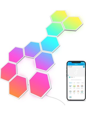 Govee LED Altıgen Panel Oyun Lambası 10'lu, Wi-Fi Kontrollü Oyun ve Oda Dekorasyonu