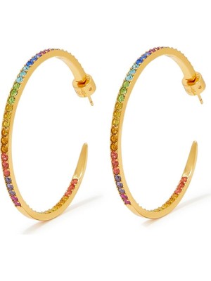 Kurt Geiger Renkli Taşlı Halka Küpe, Brass & Kristal