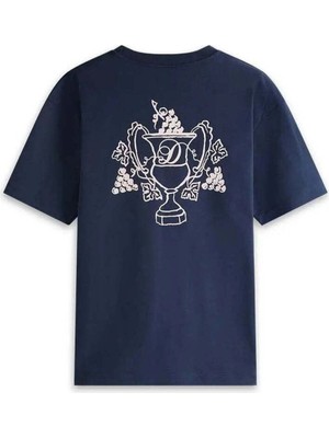 American Rag Cie Sade ve Şık Le T-Shirt Blason - %100 Pamuk, Rahat Kesim, Koyu Mavi
