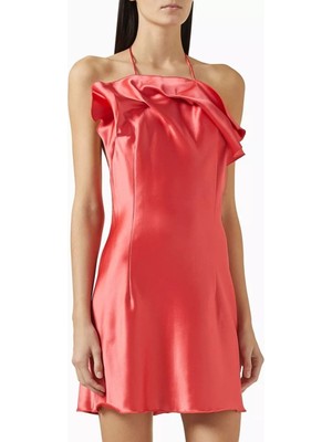 Acler Abdie Halter Saten Mini Elbise, Kırmızı