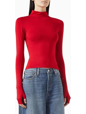 EB Denim Kırmızı Swann Mockneck Üst - Modal Karışımı - Hafif, Şık ve Konforlu Özellikler