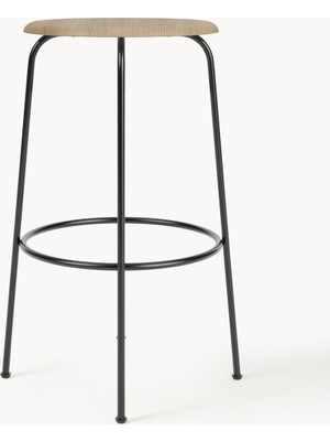 Westwing Afteroom Deri Bar Taburesi - Siyah, Minimalist Metal Ayaklı