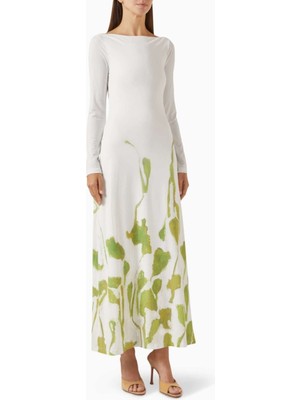 Acler Beyaz Wingmore Maxi Elbise - Triko Jersey - %94 Polyester, %6 Elastan