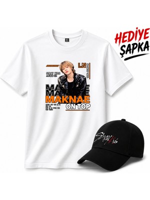 BarsDepo Stray Kids "maknae On Top" Baskılı Tişört, Premıum Kalite Unisex Çocuk / Yetişkin (Şapka Hedıyelı)
