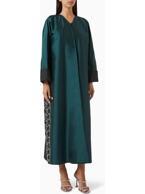 Elna Line Şık Kristal Süslemeli Taffeta Abaya ve Şeila ile Konforlu Zarafet