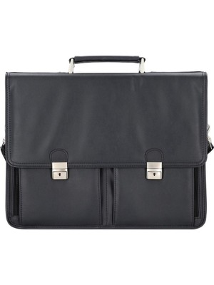Alassio Veneto Siyah Deri Aktentaşe 42 cm Laptop Bölmeli 1,87 kg
