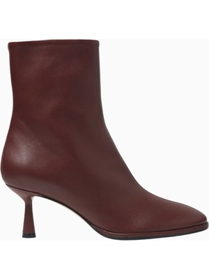 Aeyde Dorothy 65 Bordo Lüks Deri Bot, Yuvarlak Burun, Yan Fermuar ve 65MM Topuk