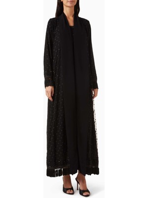 Elna Line Şık Fransız Dantel Detaylı Abaya ile Modern ve Geleneksel Zarafeti Yakalayın