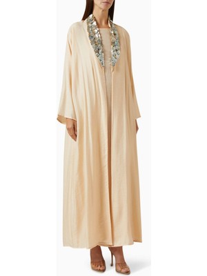 Beige Collection Işlemeli Abaya Takımı ile Şık ve Rahat Günlük Veya Akşam Kullanımı Için Mükemmel Seçim