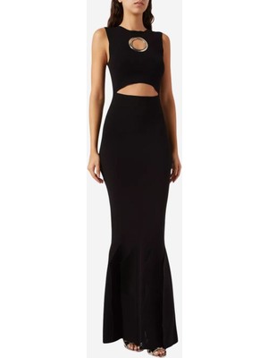 Awake Cut-Out Detaylı Triko Elbise, Siyah